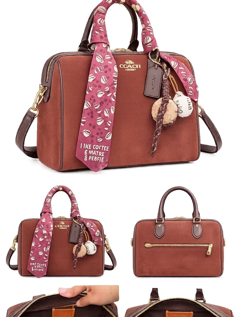 Coach Brown Suede Large Rowan